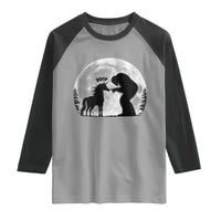 Bigfoot Boop Unicorn Raglan Shirt Funny Sasquatch Full Moon Fantasy Forest Silhouette
