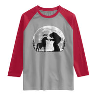Bigfoot Boop Unicorn Raglan Shirt Funny Sasquatch Full Moon Fantasy Forest Silhouette