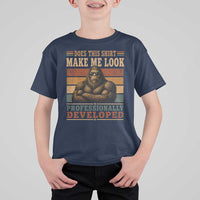 Does This Make Me Look Professionally Developed Funny Bigfoot T Shirt For Kid Sasquatch Retro Humor