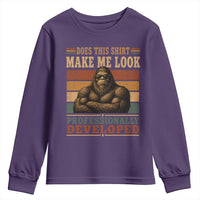 Does This Make Me Look Professionally Developed Funny Bigfoot Youth Sweatshirt Sasquatch Retro Humor