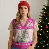I Will Succeed Because I Am Insane Frog Crocodile V-Neck Knit Sweater Vest