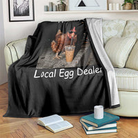 Support Local Dealer Chicken Farmer Throw Blanket Funny Animal Graphic Chicken Drinking Iced Coffee