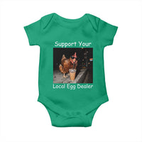 Support Local Dealer Chicken Farmer Baby Onesie Funny Animal Graphic Chicken Drinking Iced Coffee