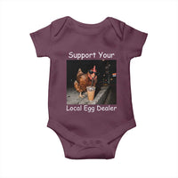 Support Local Dealer Chicken Farmer Baby Onesie Funny Animal Graphic Chicken Drinking Iced Coffee