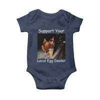 Support Local Dealer Chicken Farmer Baby Onesie Funny Animal Graphic Chicken Drinking Iced Coffee