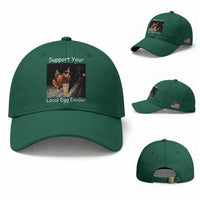 Support Local Dealer Chicken Farmer Baseball Cap Funny Animal Graphic Chicken Drinking Iced Coffee