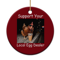 Support Local Dealer Chicken Farmer Ceramic Ornament Funny Animal Graphic Chicken Drinking Iced Coffee