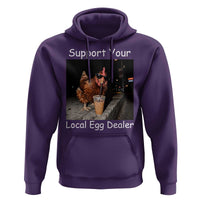 Support Local Dealer Chicken Farmer Hoodie Funny Animal Graphic Chicken Drinking Iced Coffee