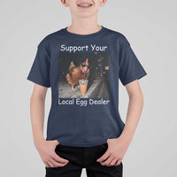 Support Local Dealer Chicken Farmer T Shirt For Kid Funny Animal Graphic Chicken Drinking Iced Coffee
