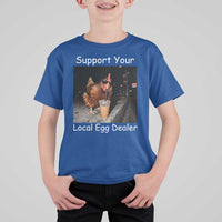 Support Local Dealer Chicken Farmer T Shirt For Kid Funny Animal Graphic Chicken Drinking Iced Coffee