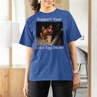 Support Local Dealer Chicken Farmer T Shirt For Women Funny Animal Graphic Chicken Drinking Iced Coffee