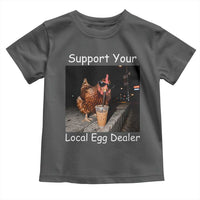 Support Local Dealer Chicken Farmer Toddler T Shirt Funny Animal Graphic Chicken Drinking Iced Coffee