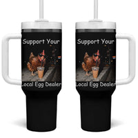 Support Local Dealer Chicken Farmer Tumbler With Handle Funny Animal Graphic Chicken Drinking Iced Coffee
