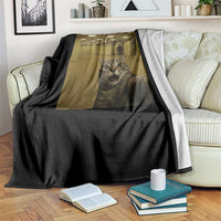 Funny Cat Selfie with Bigfoot Sasquatch Backrooms Liminal Space Meme Throw Blanket
