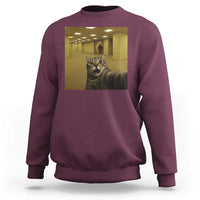 Funny Cat Selfie with Bigfoot Sasquatch Backrooms Liminal Space Meme Sweatshirt