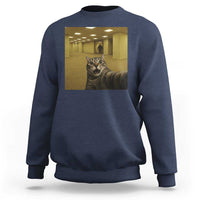 Funny Cat Selfie with Bigfoot Sasquatch Backrooms Liminal Space Meme Sweatshirt