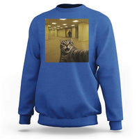 Funny Cat Selfie with Bigfoot Sasquatch Backrooms Liminal Space Meme Sweatshirt
