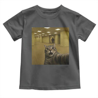 Funny Cat Selfie with Bigfoot Sasquatch Backrooms Liminal Space Meme Toddler T Shirt