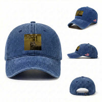 Funny Cat Selfie with Bigfoot Sasquatch Backrooms Liminal Space Meme Washed Cotton Baseball Cap