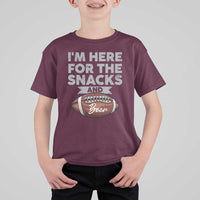 Funny Football Bowl Gift T Shirt For Kid I'm Just Here For The Snacks And Beer