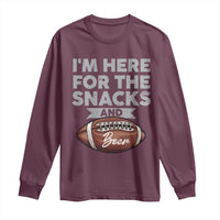 Funny Football Long Sleeve Shirt I'm Just Here For The Snacks And Beer