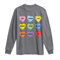 Funny Skibidi Valentine's Day Long Sleeve Shirt Rizz No Cap Conversation Hearts Sigma