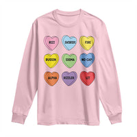 Funny Skibidi Valentine's Day Long Sleeve Shirt Rizz No Cap Conversation Hearts Sigma