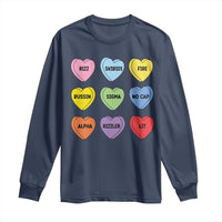 Funny Skibidi Valentine's Day Long Sleeve Shirt Rizz No Cap Conversation Hearts Sigma
