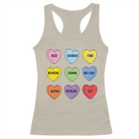 Funny Skibidi Valentine's Day Racerback Tank Top Rizz No Cap Conversation Hearts Sigma