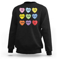 Funny Skibidi Valentine's Day Sweatshirt Rizz No Cap Conversation Hearts Sigma