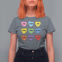 Funny Skibidi Valentine's Day T Shirt For Women Rizz No Cap Conversation Hearts Sigma