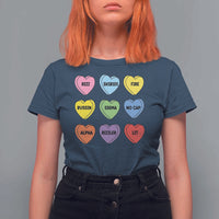 Funny Skibidi Valentine's Day T Shirt For Women Rizz No Cap Conversation Hearts Sigma