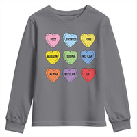 Funny Skibidi Valentine's Day Youth Sweatshirt Rizz No Cap Conversation Hearts Sigma