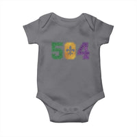 Mardi Gras 504 Nola New Orleans Louisiana Baby Onesie Glitter Print Fleur de Lis