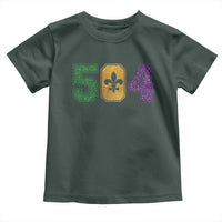 Mardi Gras 504 Nola New Orleans Louisiana Toddler T Shirt Glitter Print Fleur de Lis