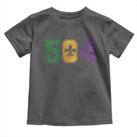 Mardi Gras 504 Nola New Orleans Louisiana Toddler T Shirt Glitter Print Fleur de Lis