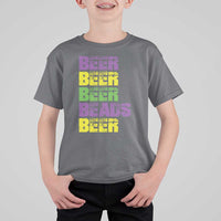 Funny Mardi Gras T Shirt For Kid Retro Beer Beads Fat Tuesday Festival Celebration