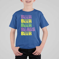 Funny Mardi Gras T Shirt For Kid Retro Beer Beads Fat Tuesday Festival Celebration