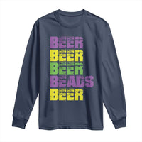 Funny Mardi Gras Long Sleeve Shirt Retro Beer Beads Fat Tuesday Festival Celebration