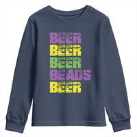 Funny Mardi Gras Youth Sweatshirt Retro Beer Beads Fat Tuesday Festival Celebration