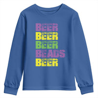 Funny Mardi Gras Youth Sweatshirt Retro Beer Beads Fat Tuesday Festival Celebration