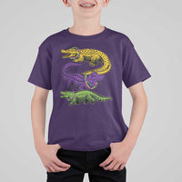 Aligator Crocodiles Louisiana Mardi Gras T Shirt For Kid