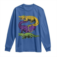 Aligator Crocodiles Louisiana Mardi Gras Long Sleeve Shirt