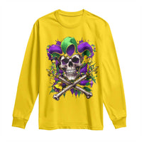 Mardi Gras Jester Skull Long Sleeve Shirt New Orleans Skeleton Beads