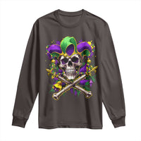 Mardi Gras Jester Skull Long Sleeve Shirt New Orleans Skeleton Beads
