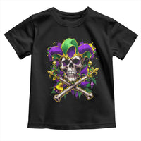 Mardi Gras Jester Skull Toddler T Shirt New Orleans Skeleton Beads