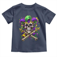 Mardi Gras Jester Skull Toddler T Shirt New Orleans Skeleton Beads