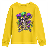 Mardi Gras Jester Skull Youth Sweatshirt New Orleans Skeleton Beads