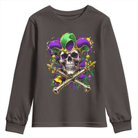 Mardi Gras Jester Skull Youth Sweatshirt New Orleans Skeleton Beads