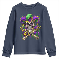 Mardi Gras Jester Skull Youth Sweatshirt New Orleans Skeleton Beads